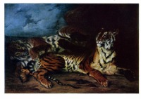 Картины - Эжен Делакруа. Молодой тигр , играющий со своей матерью.