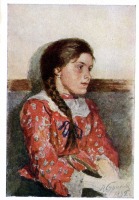 Картины - В. И. Суриков (1848 -1916). Девушка в красной кофте. 1892 г.