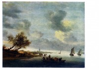 Картины - С. ван Рейсдаль (1600 -1670). Переправа на пароме в окрестностях Арнгема.