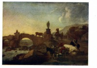Картины - К. П. Берхем (1620 - 1983). Итальянский пейзаж с мостиком.