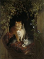 Картины - Кошка с котятами, 1844