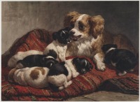 Картины - Собака со щенками, 1896