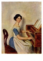 Картины - П. А. Федотов (1815 - 1852). Портрет Н. П. Жданович за фортепьяно. 1849 - 1850 гг.