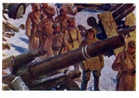 Картины - Е. Е. Лансере (1875 - 1946). Бойцы у трофейных орудий в дни Великой Отечественной войны. 1942.