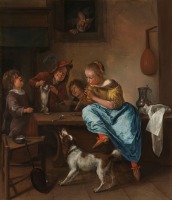 Картины - Ян Стен. Урок танца для кошки, 1660-1679