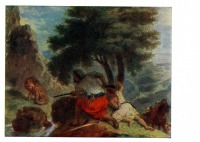 Картины - Э. Делакруа (1798 - 1863). Львиная охота в Марокко.
