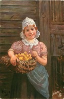 Картины - Девочка с корзиной утят