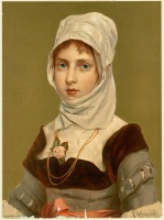 Картины - Девушка в историческом костюме с розой