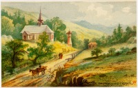 Картины - Сельский пейзаж и Болтонская церковь в Лейк-Джордже, Саратога