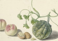 Картины - Тыква, два персика и грецкий орех