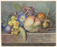 Картины - Альберт Стенберген. Натюрморт с цветами и фруктами