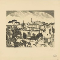 Картины - Людовик Шельфут. Город на холме в Провансе. Замки и дворцы Франции
