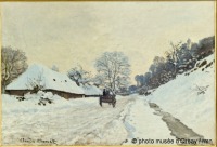 Картины - Повозка. Дорога под снегом в Онфлёре