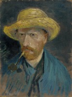 Картины - Винсент Ван Гог. Автопортрет в соломенной шляпе  с трубкой