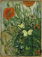 Картины - Винсент Ван Гог. Бабочки и маки
