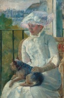 Картины - Девушка с собакой на балконе