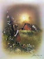 Картины - Картины  художника Андреса Орпинаса. Девочка с кошелкой цветов.