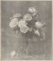 Картины - Букет чайных роз в стеклянной вазе