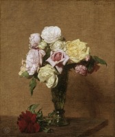 Картины - Розы в стеклянной вазе