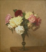 Картины - Натюрморт с розами в вазе