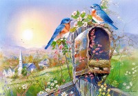 Картины - Картины  художника Андреса Орпинаса.  Птицы возле гнезда.