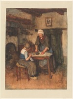 Картины - Мать и дочь в интерьере