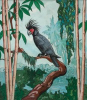 Картины - Тропический пейзаж с пальмой и какаду