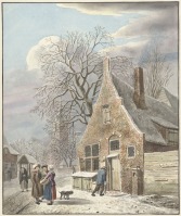 Картины - Деревня в зимний день