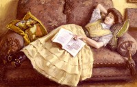 Картины - Картина.  Поль- Густав Фішер.  Жінка відпочиває на дивані.
