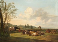 Картины - Питер Герардус ван Ос. Луговой пейзаж с коровами и овцами