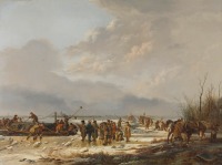 Картины - Баржи на замёрзшем озере Карнемелькслот в Нардене
