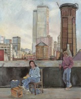 Картины - Мужчина и женщина на крыше в Нью-Йорке