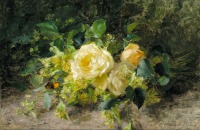 Картины - Жёлтые розы и липовый цвет