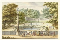 Картины - Пейзаж с видом Амфитеатра парка и фонтанов в Клеве