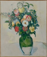Картины - Поль Сезан. Цветы в оливковой вазе