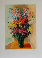Картины - Моше Кислинг. Букет цветов в зелёной вазе