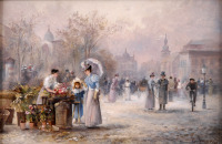 Картины - Эмиль Барбарини, Цветочный рынок