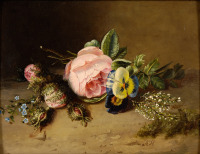 Картины - Монограммист A.H., Цветочный натюрморт с розой