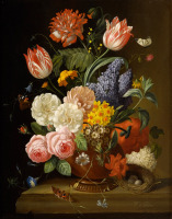 Картины - Франц Ксавье Пилер, Натюрморт с цветами и бабочками