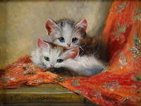 Картины - Мета Плюккебаум, Два котёнка на столе