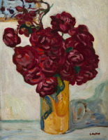 Картины - Луи Вальтат, Ваза с цветами перед картиной
