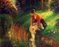 Картины - Картини.  Каміль  Піссарро (1830-1903).  Жінка миє ноги.
