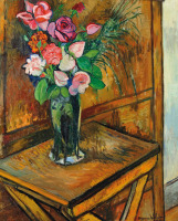 Картины - Сюзанна Валадон, Ваза с цветами на столике