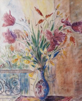 Картины - Мадлен Руар, Ваза с цветами на столе