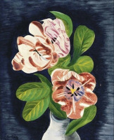 Картины - Моше Кислинг, Тюльпаны и зелёные листья в вазе