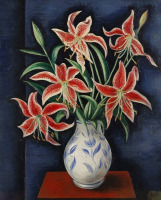 Картины - Моше Кислинг, Красные лилии в вазе
