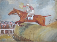 Картины - Поль Мейз, Сцена скачек с лошадью и всадником