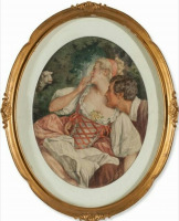 Картины - Хьюго Шуберт, Романтическая пара с овечкой