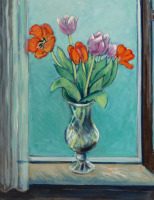 Картины - Жан-Пьер Кассиньоль, Тюльпаны в вазе у окна