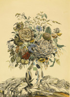 Картины - Сергей Чехонин, Букет цветов в вазе с узором